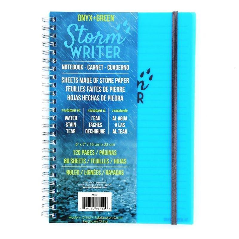 Onyx & Green Spiral Notebook Storm Writer 60 Ruled Stone Paper Sheets Tear and Stain Resistant Waterproof D2W, , large image number 0