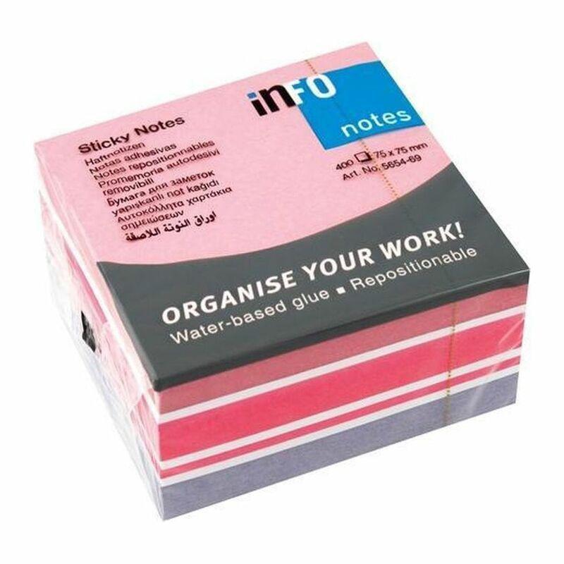 Info Mix Cube 400 Sheets 75 x 75 Assorted Pink/Grey (Includes 1), , large image number 0