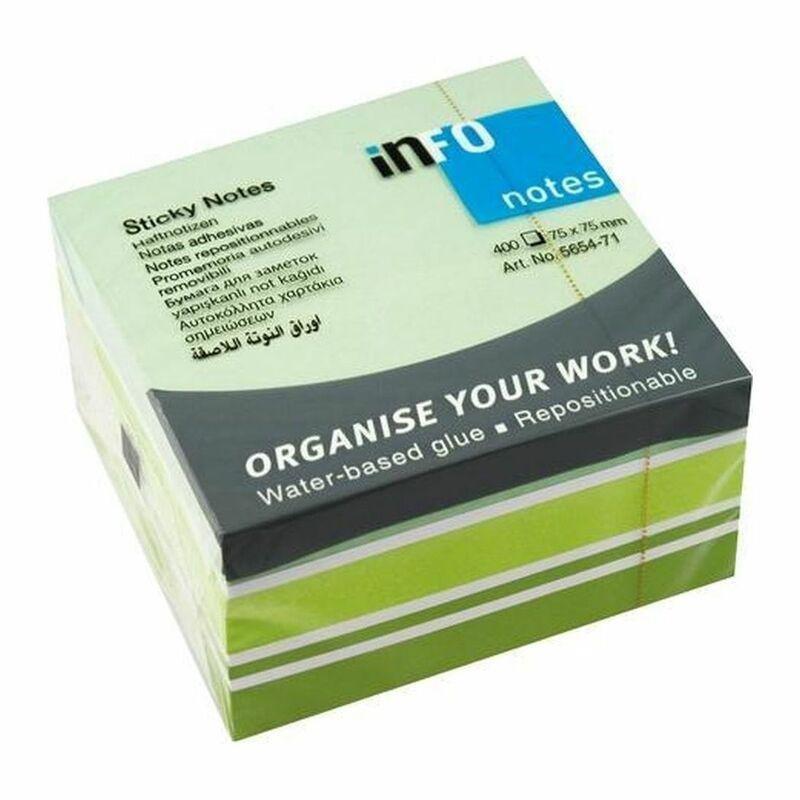 Info Mix Cube 400 Sheets 75 x 75 Assorted Green (Includes 1), , large image number 0