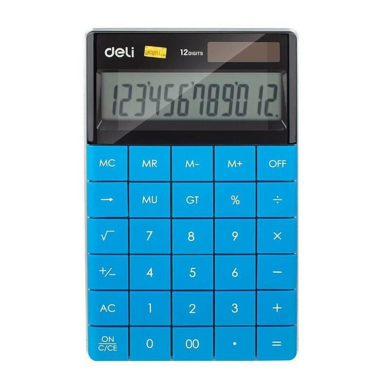 Deli Calculator Plastic 12 Digits Blue, , large image number 0