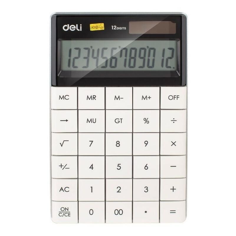 Deli Calculator Plastic 12 Digits White, , large image number 0