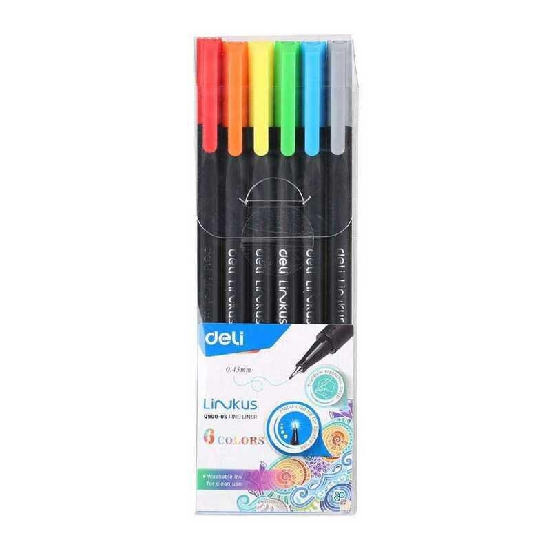 Deli Fine Liner Tip 1-5 mm Colorful Pack of 6 Pen, , large image number 0