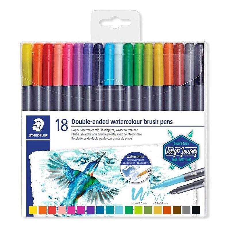 Staedtler Marsgraphic Double-Ended Watercolour Bruch Pens - Assorted Colours (Pack Of 18), , large image number 0