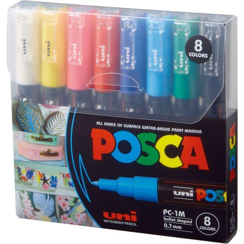 Uni Ball Uni Posca Water-Based Bullet-Tip Markers PC-1M (8 Colors), , medium