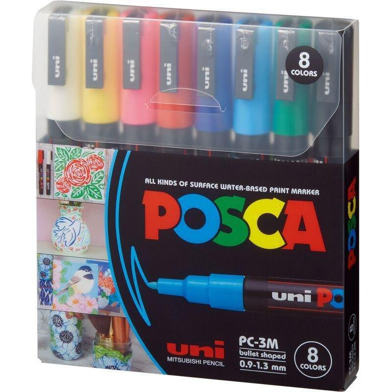 Uni Ball Uni Posca Water-Based Bullet-Tip Markers PC-3M (8 Colors), , medium