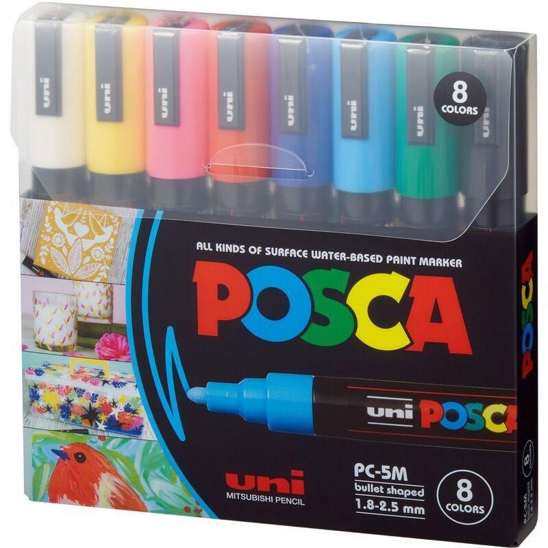 Uni Ball Uni Posca Water-Based Bullet-Tip Markers PC-5M (8 Colors), , medium