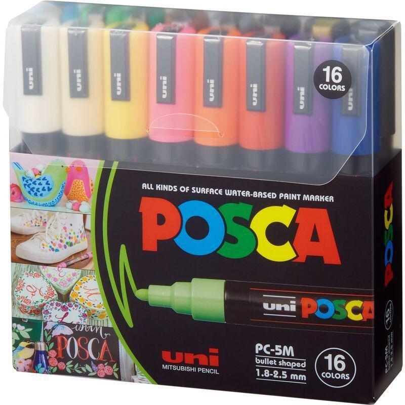 Uni Ball Uni Posca Water-Based Bullet-Tip Markers PC-5M (16 Colors), , medium