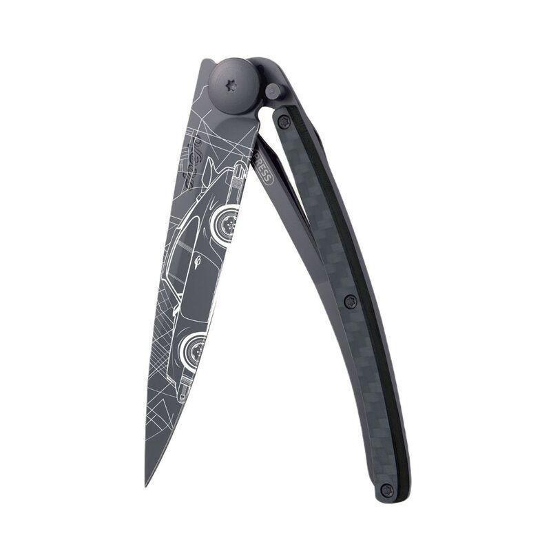 Deejo 37G Pocket Knife - Carbon Fiber/Young Timer (Black), , large image number 0