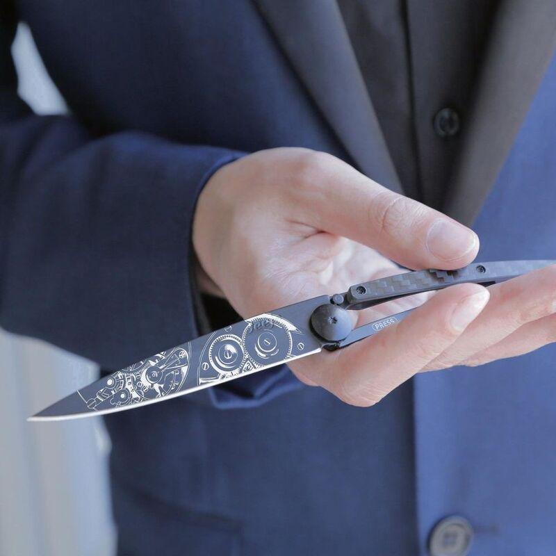 Deejo 37G Pocket Knife - Carbon Fiber/Watch Movement (Black), , large image number 5