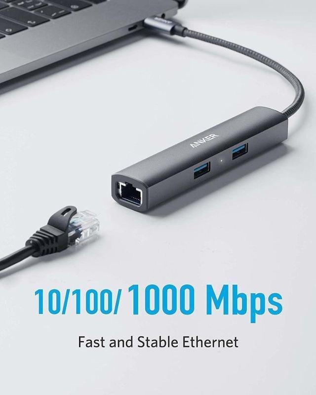 ANKER - Anker Premium 5-In-1 3A 1H 1E Gray USB-C Hub