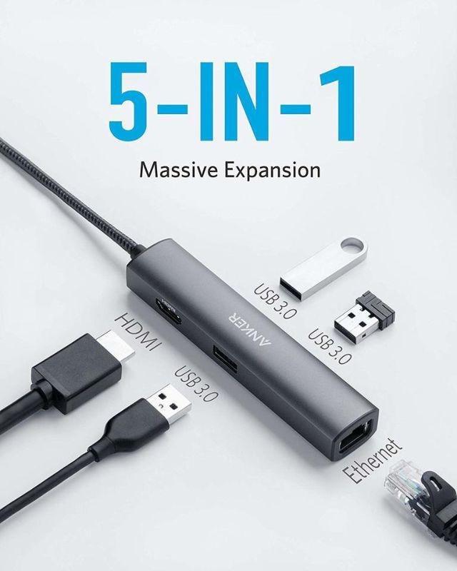 Anker Premium 5-In-1 3A 1H 1E Gray USB-C Hub, , large image number 6