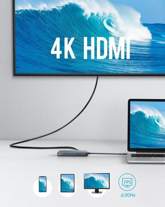 Anker Premium 7-In-1 1H 1C 2A 2M 1E Gray USB-C Hub, , large image number 0