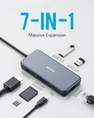 ANKER - Anker Premium 7-In-1 1H 1C 2A 2M 1E Gray USB-C Hub