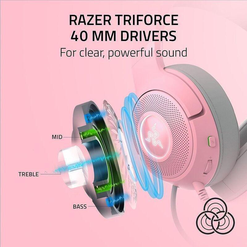 Razer Kraken Kitty V2 Wired RGB Headset with Kitty Ears - Quartz, , large image number 7