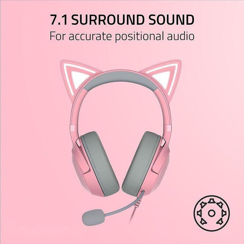 Razer Kraken Kitty V2 Wired RGB Headset with Kitty Ears - Quartz, , large image number 8