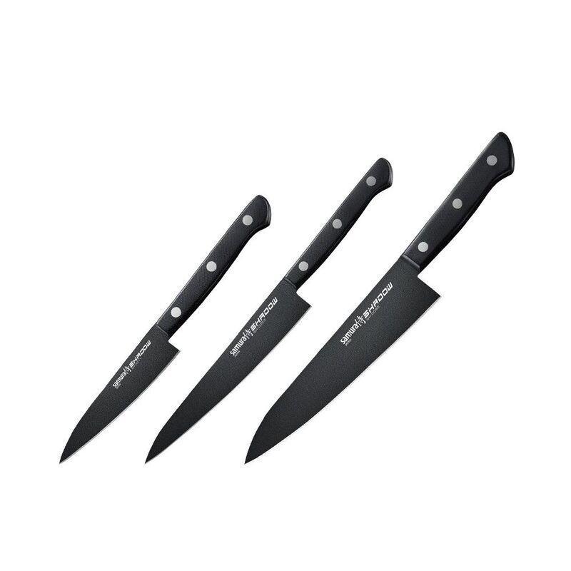 Samura Shadow Non Stick Coating Kitchen Knives Set - Black (Set of 3), , large image number 0
