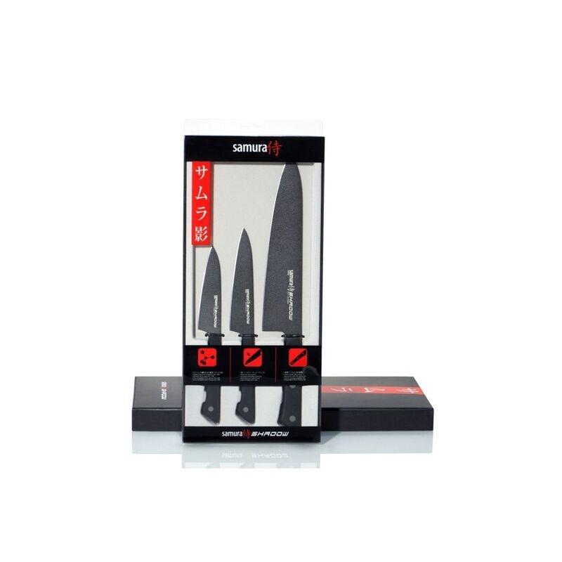 Samura Shadow Non Stick Coating Kitchen Knives Set - Black (Set of 3), , large image number 1