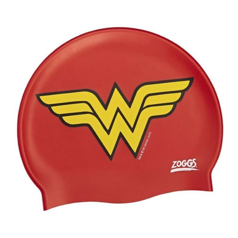 Zoggs Wonder Woman Junior Girl's Silicone Smimming Cap Red, , large image number 0