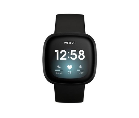 FITBIT - Fitbit Versa 3 Black/Black Aluminum Smartwatch