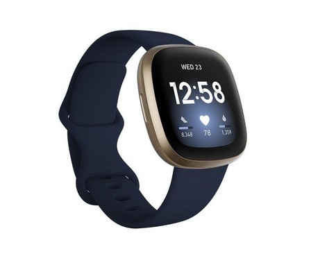 FITBIT - Fitbit Versa 3 Midnight/Soft Gold Aluminum Smartwatch