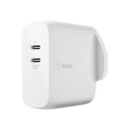 BELKIN - Belkin BoostCharge Dual USB-C PD GaN Wall Charger 63W White
