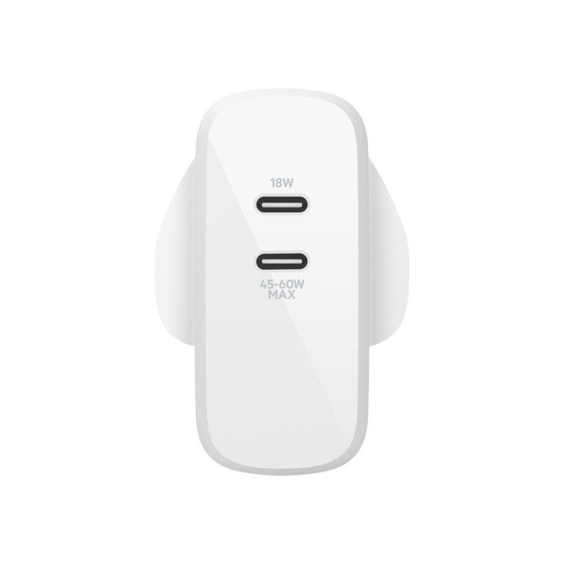 Belkin BoostCharge Dual USB-C PD GaN Wall Charger 63W White, , large image number 4