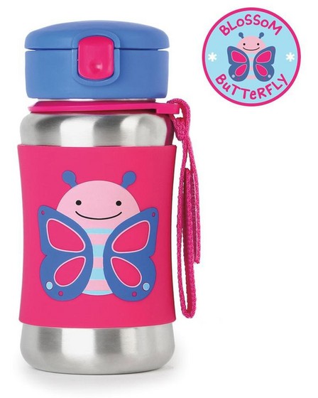 SKIP HOP - Skip Hop Zoo Stainless Steel Straw Kids Water Bottle Butterfly 350ml