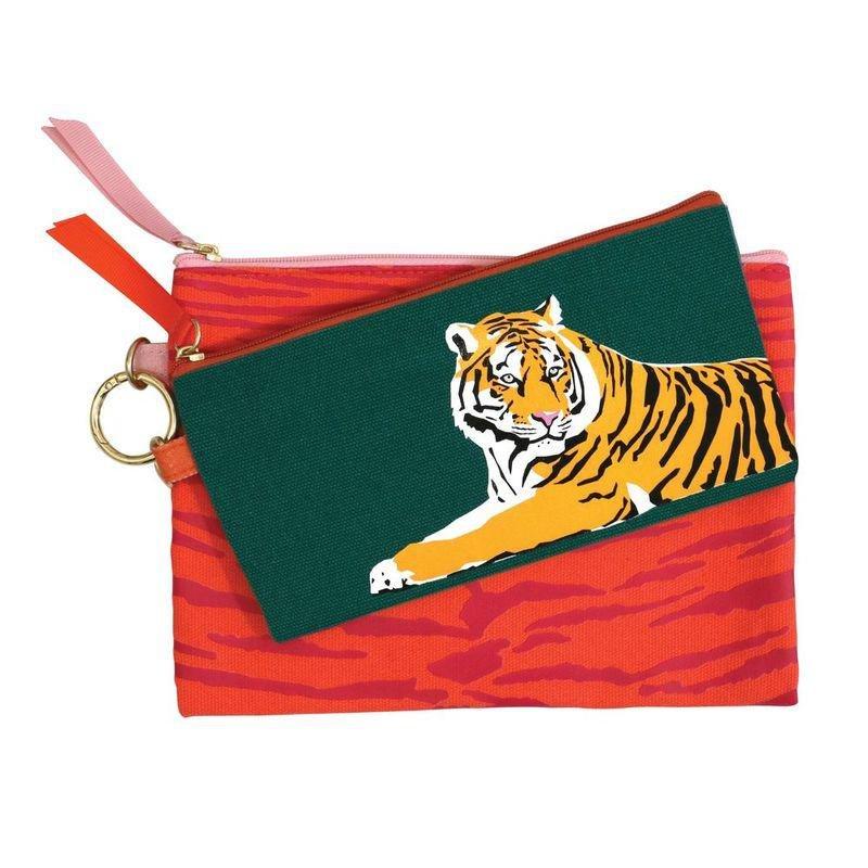Emily Brooks Cotton Pouches Tiger (Set of 2), , large image number 0