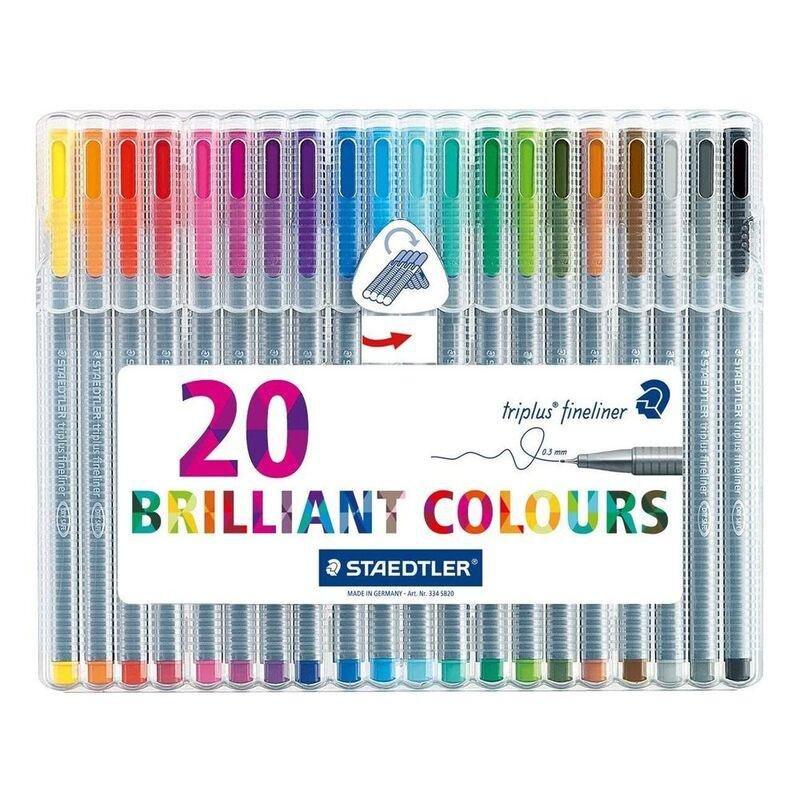 Staedtler Triplus Fineliner Pens - Assorted Colours (Pack Of 20), , large image number 0