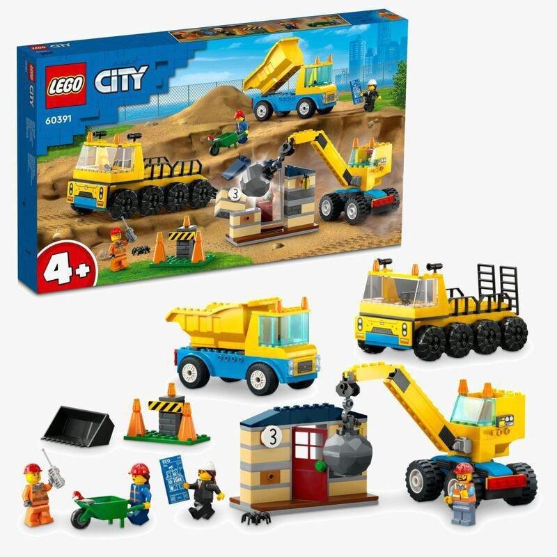 LEGO City Construction Trucks And Wrecking Ball Crane Building Set 60391 (235 Pieces), , medium