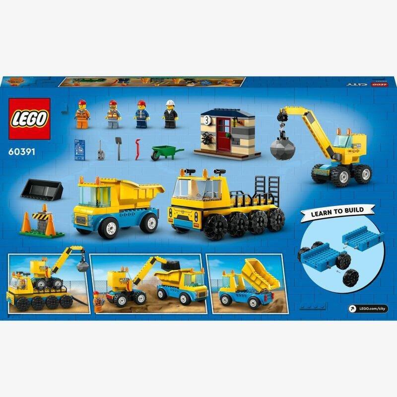 LEGO City Construction Trucks And Wrecking Ball Crane Building Set 60391 (235 Pieces), , large image number 6