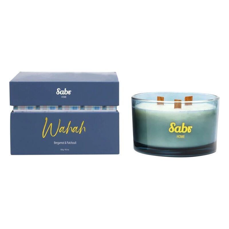 Sabr Wahah Wood Wick Candle Bergamot & Patchouli 520G, , large image number 1