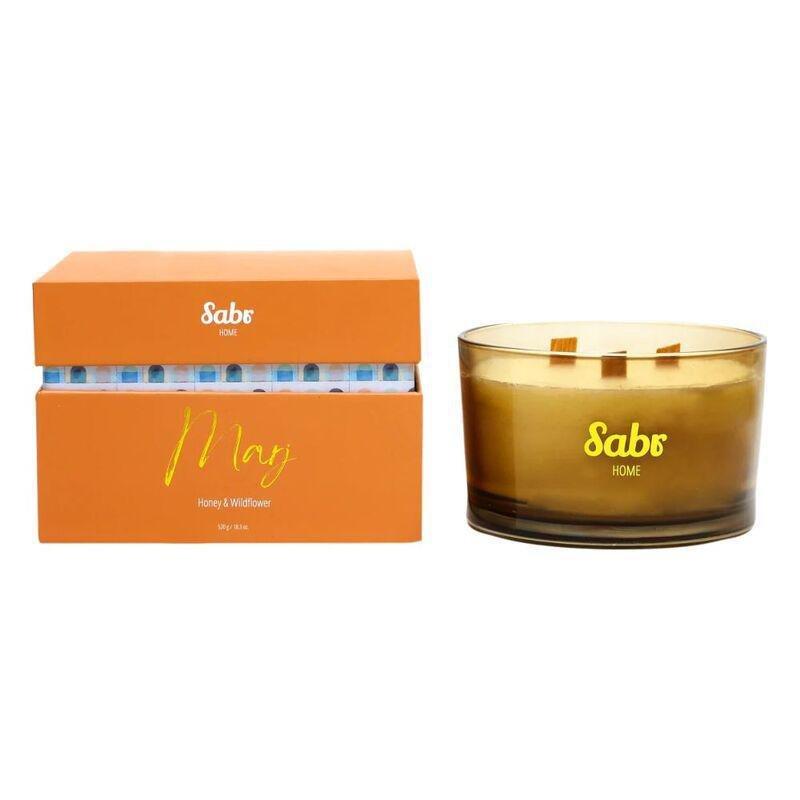 Sabr Marj Wood Wick Candle Honey & Wildflower 520G, , large image number 3