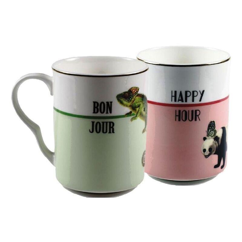 Yvonne Ellen Mugs Bonjour & Happy Hour 375ml (Set of 2), , large image number 0