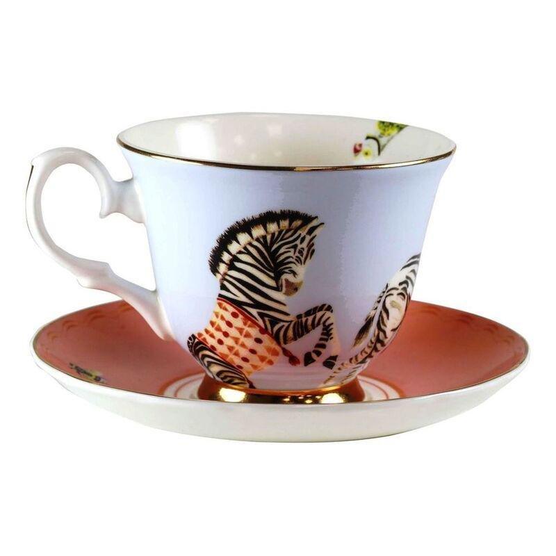 Yvonne Ellen Teacup & Saucer Zebra (Design 011), , medium