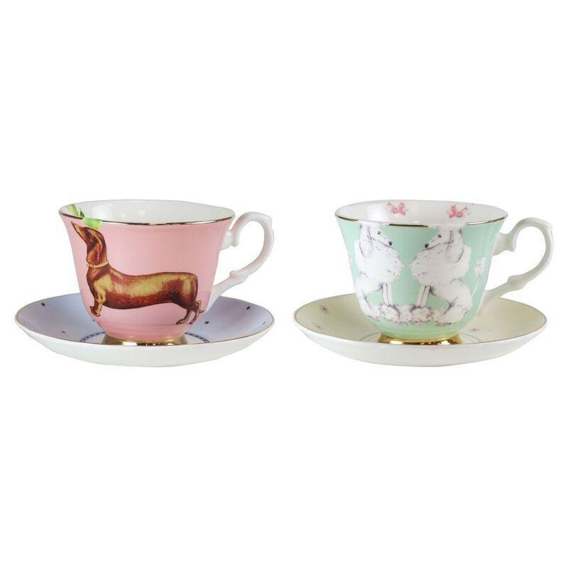 Yvonne Ellen Cup & Saucer Poodle/Sausage Dog (Set of 2), , large image number 0
