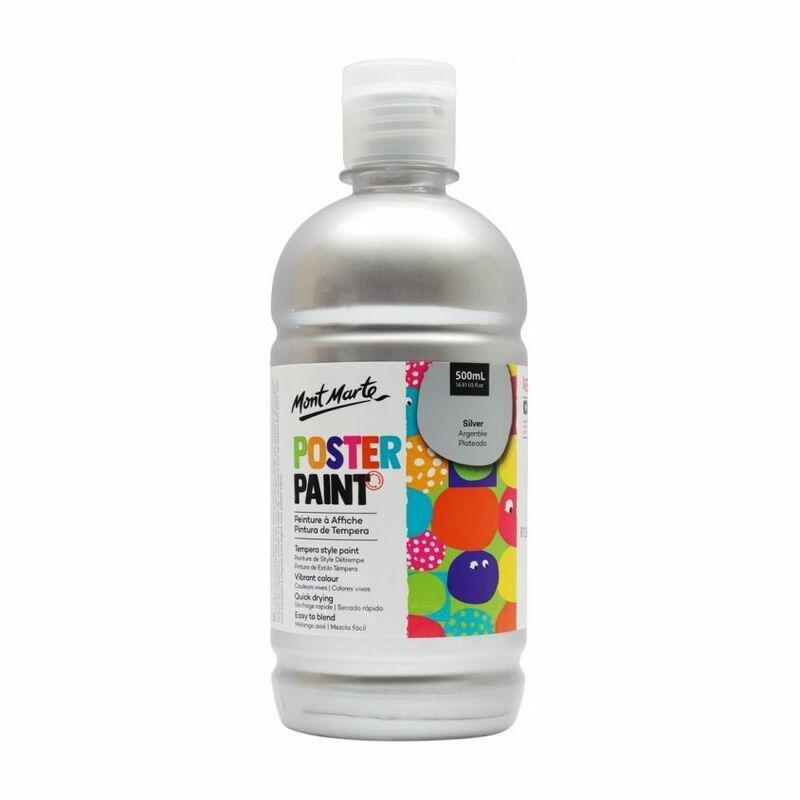 Mont Marte Poster Paint 500Ml Silver, , medium