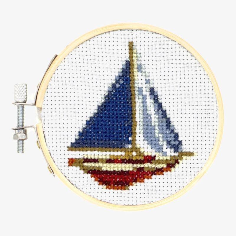 Kikkerland Mini Cross Stitch Embroidery Sailboat, , large image number 0