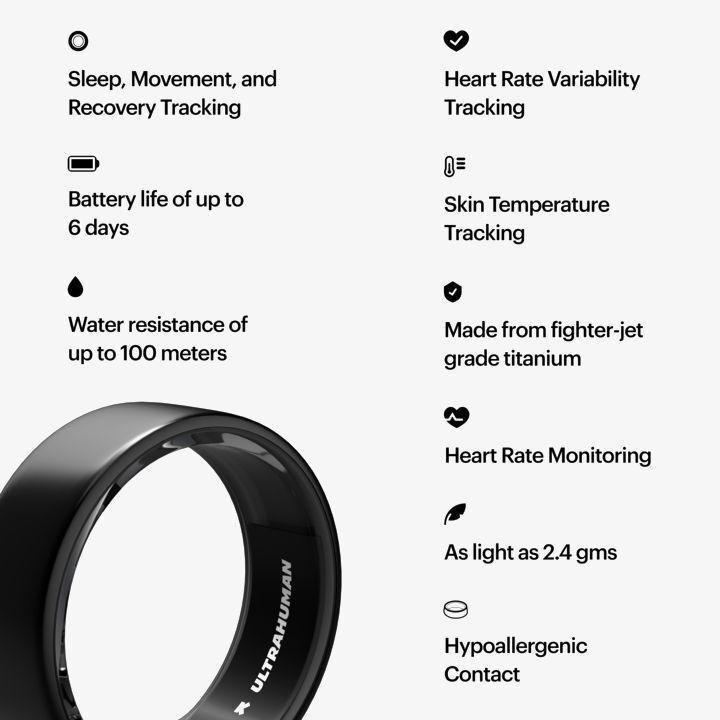 Ultrahuman Ring Air R1 Sleep Tracking Ring - Size 12, , large image number 6