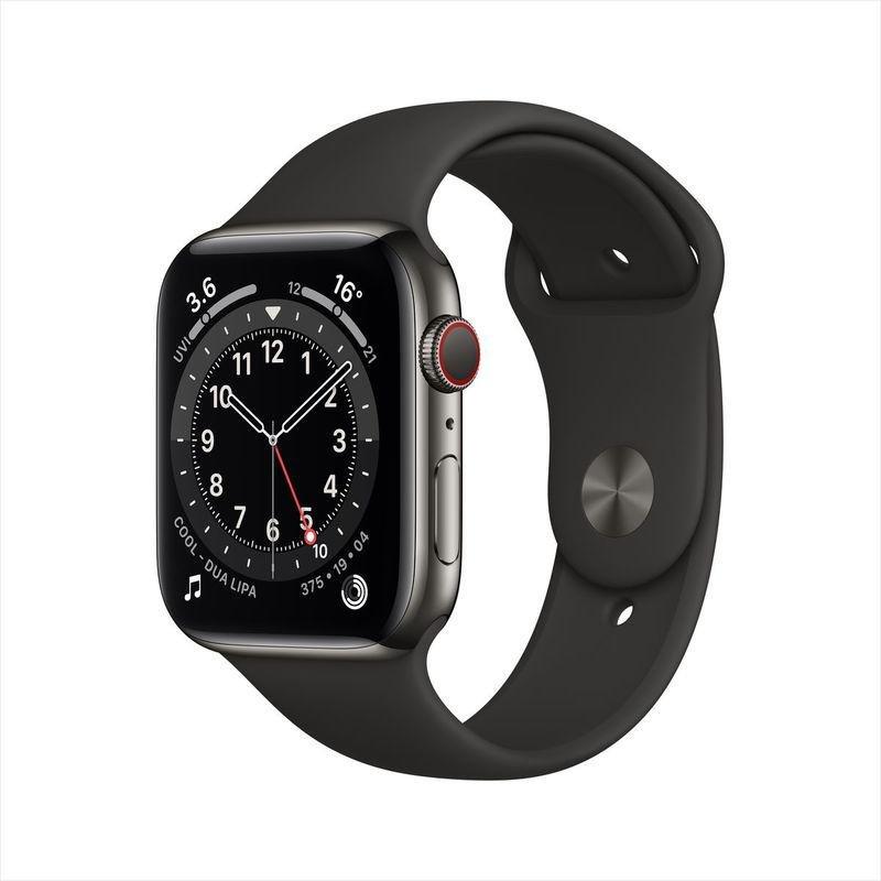 Apple Watch Series 6 GPS + Cellular 40mm Graphite Stainless Steel Case with Black Sport Band, , large image number 0