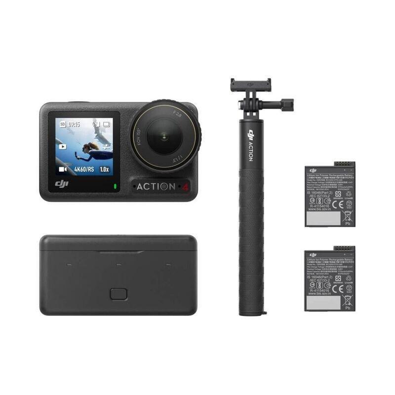  DJI Osmo Action 4 Adventure Combo - 4K/120fps Waterproof Action  Camera with a 1/1.3-Inch Sensor, 10-bit & D-Log M Color Performance, Up to  7.5 h with 3 Batteries, Outdoor Camera
