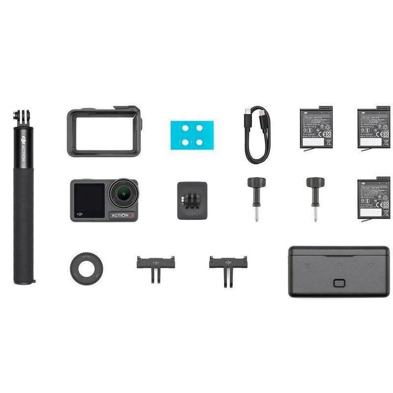 DJI Osmo Action 4 Adventure Combo - 4K/120fps Waterproof Action Camera with  a 1/1.3-Inch Sensor, 10-bit & D-Log M Color Performance, Up to 7.5 h with