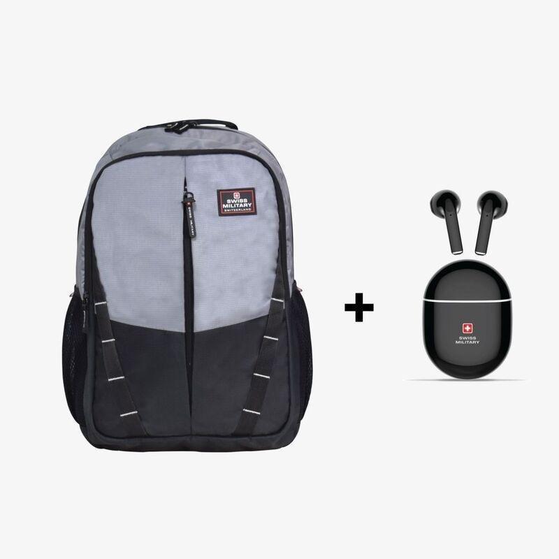 Swiss Military Patron Backpack - Black/Grey  + Delta 2 True Wireless Earbuds ENC - Black (Bundle), , large image number 0
