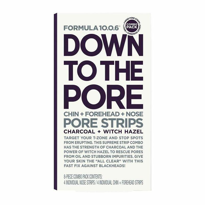 Formula 10.0.10 Down To The Pore Chin + Forehead + Nosepore Strips Charcoal + Witch Hazel 8 Count, , large image number 0