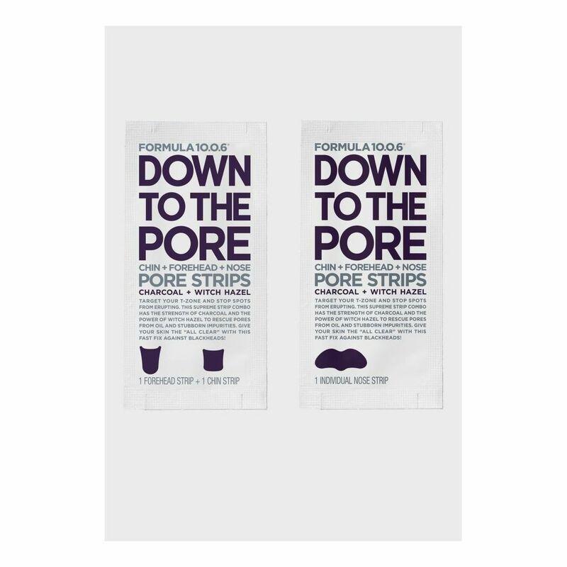 Formula 10.0.10 Down To The Pore Chin + Forehead + Nosepore Strips Charcoal + Witch Hazel 8 Count, , large image number 1