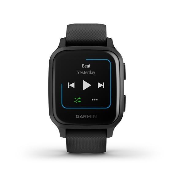 Garmin Venu SQ Music Edition Smartwatch Slate Aluminium Bezel with Black Case and Silicone Band, , large image number 1