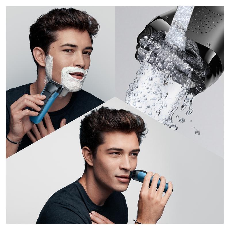 Braun Series 3 310BT Wet and Dry Shaver Black/Blue, , large image number 4