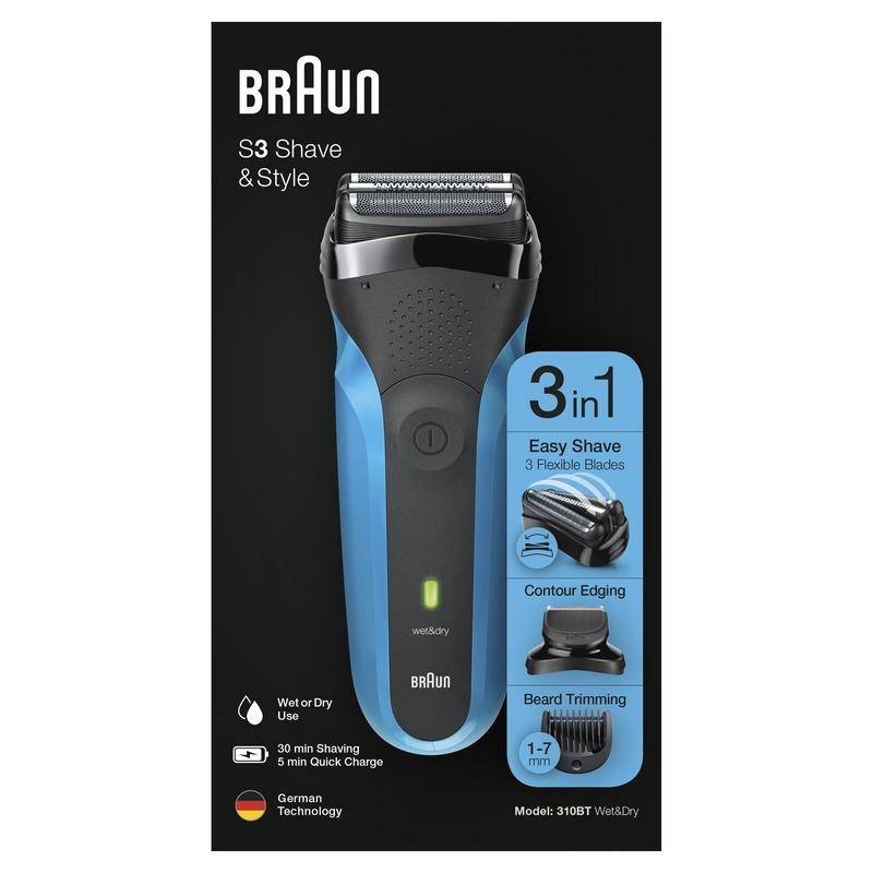Braun Series 3 310BT Wet and Dry Shaver Black/Blue, , large image number 5