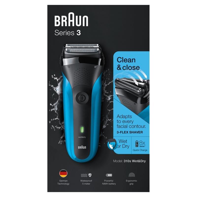 Braun 310S Series 3 Rechargeable Wet & Dry Electric Shaver Blue, , large image number 1