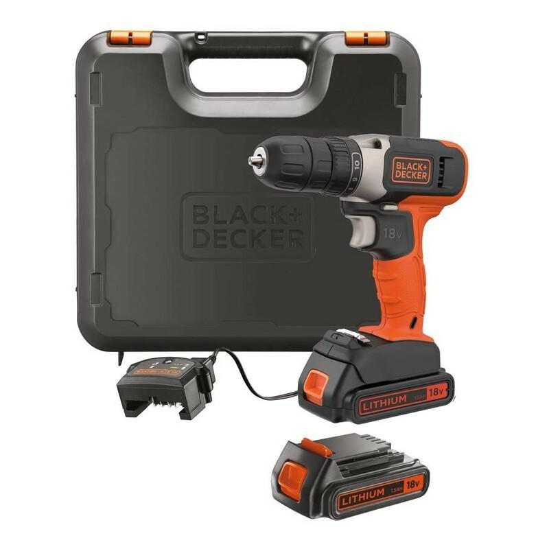 Black & Decker 18V 1 Speed Drill Driver & 2X 1.5Ah Battery, , large image number 0